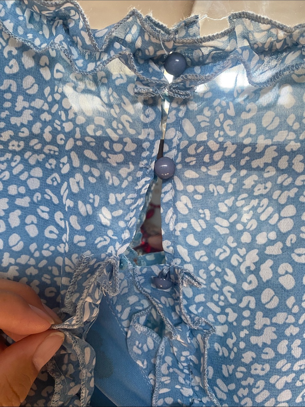 Blue Floral Ruffle Mini Dress - Picture 4 of 4